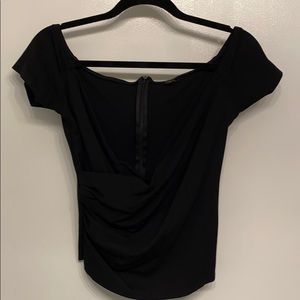 Guess? Cap sleeve wrap top with zipper back